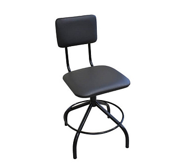 Стул винтовой чёрный с квадратными спинкой и сиденьем (кожзам)