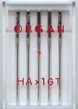 Иглы ORGAN для бытовых швейных машин д/шелка 1GT №55 (уп.5шт)