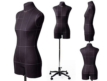 Манекен женский р50 (100-80-104) мягкий цв черный (конструкт линии)+стойка Милан (комплект) Monica