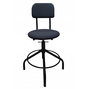 Стул винтовой чёрный с круглым сиденьем (ткань)